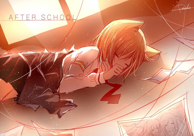 Blonde Anime Character — Red, Dramatic, Afternoon