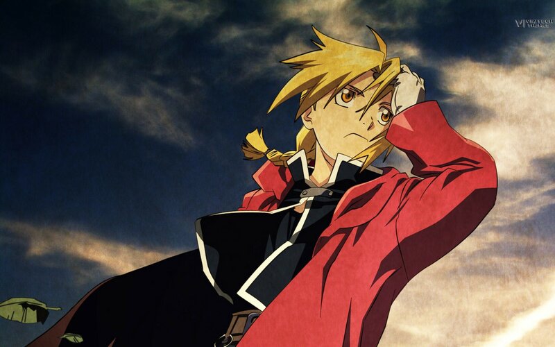 Blonde Anime Character — Red, Dramatic, Sunset, Cloudy Sky