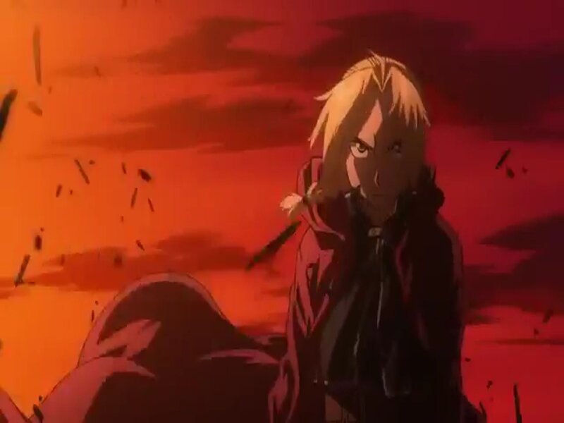 Blonde Anime Character — Red, Dramatic, Sunset