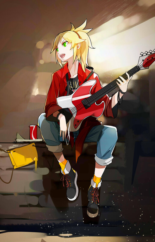 Blonde Anime Character — Red, Energetic, Digital Art