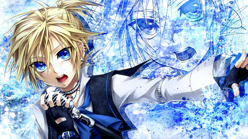 blonde anime character singing