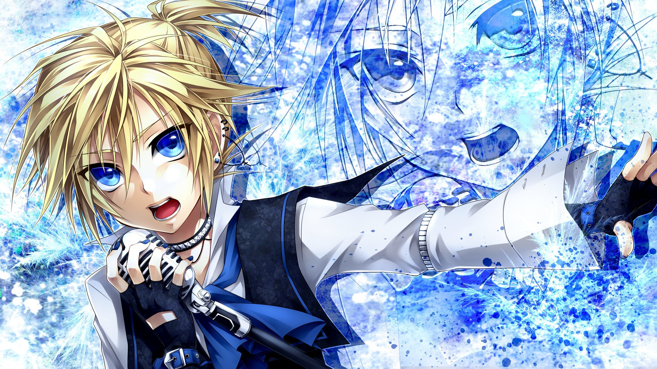 blonde anime character singing