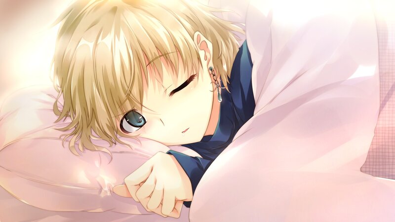 blonde anime character sleeping