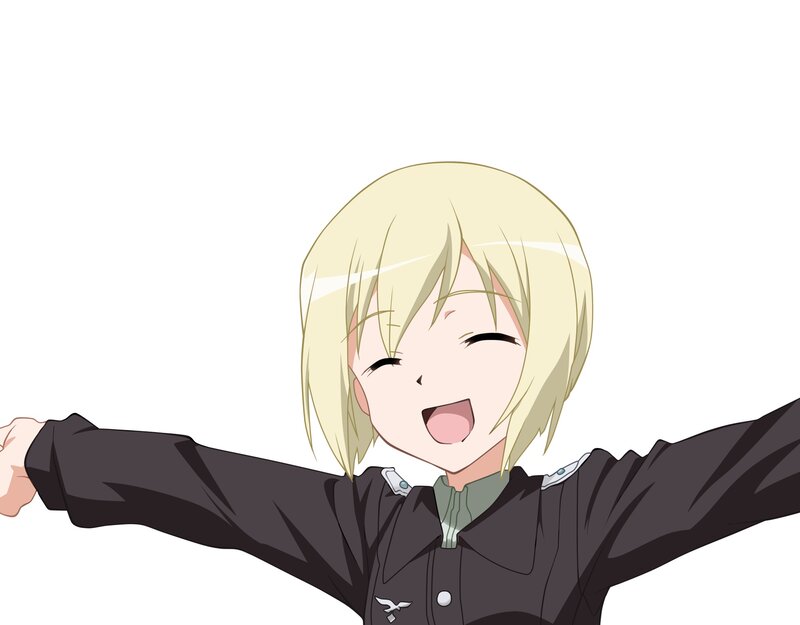 blonde anime character smiling
