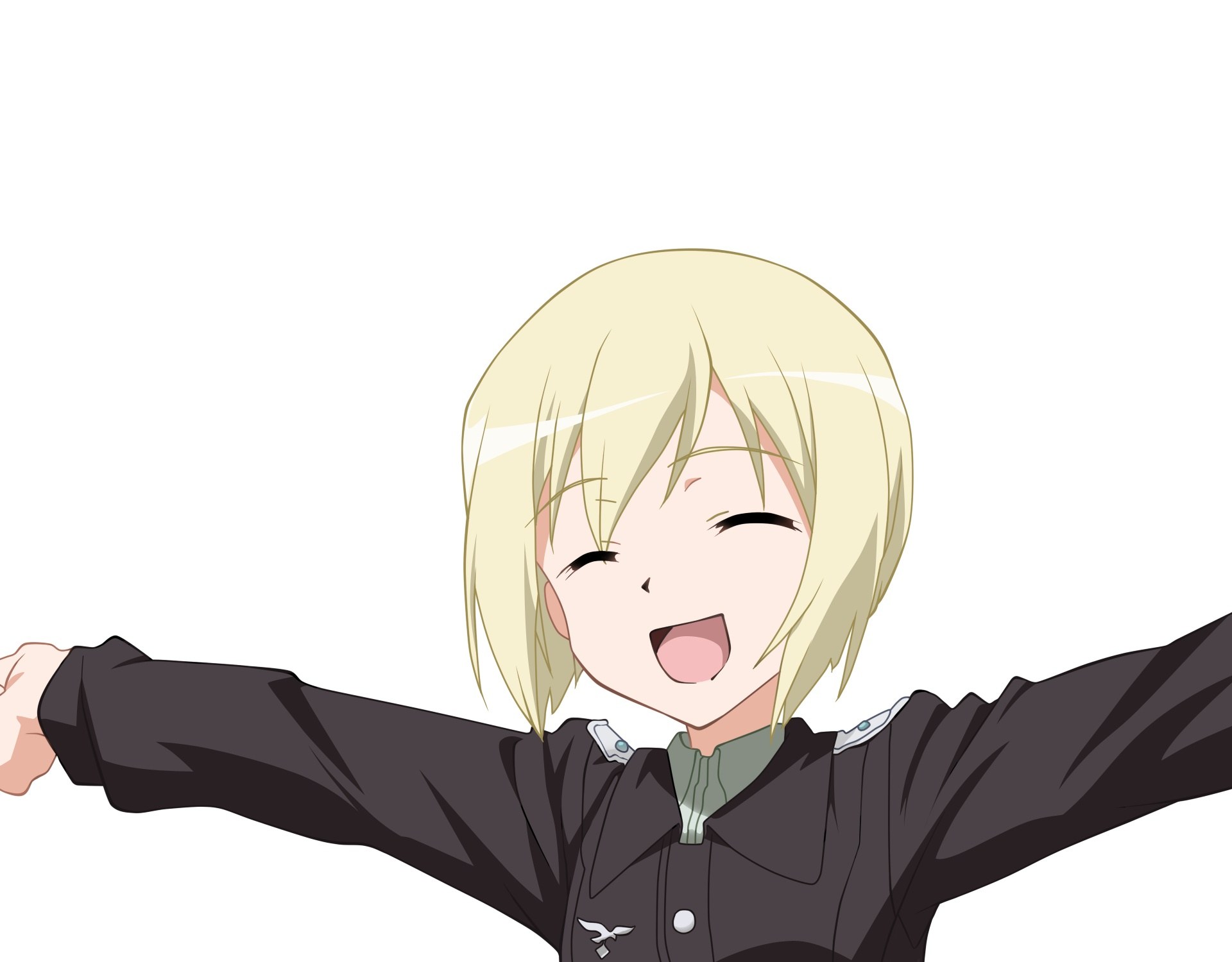 blonde anime character smiling