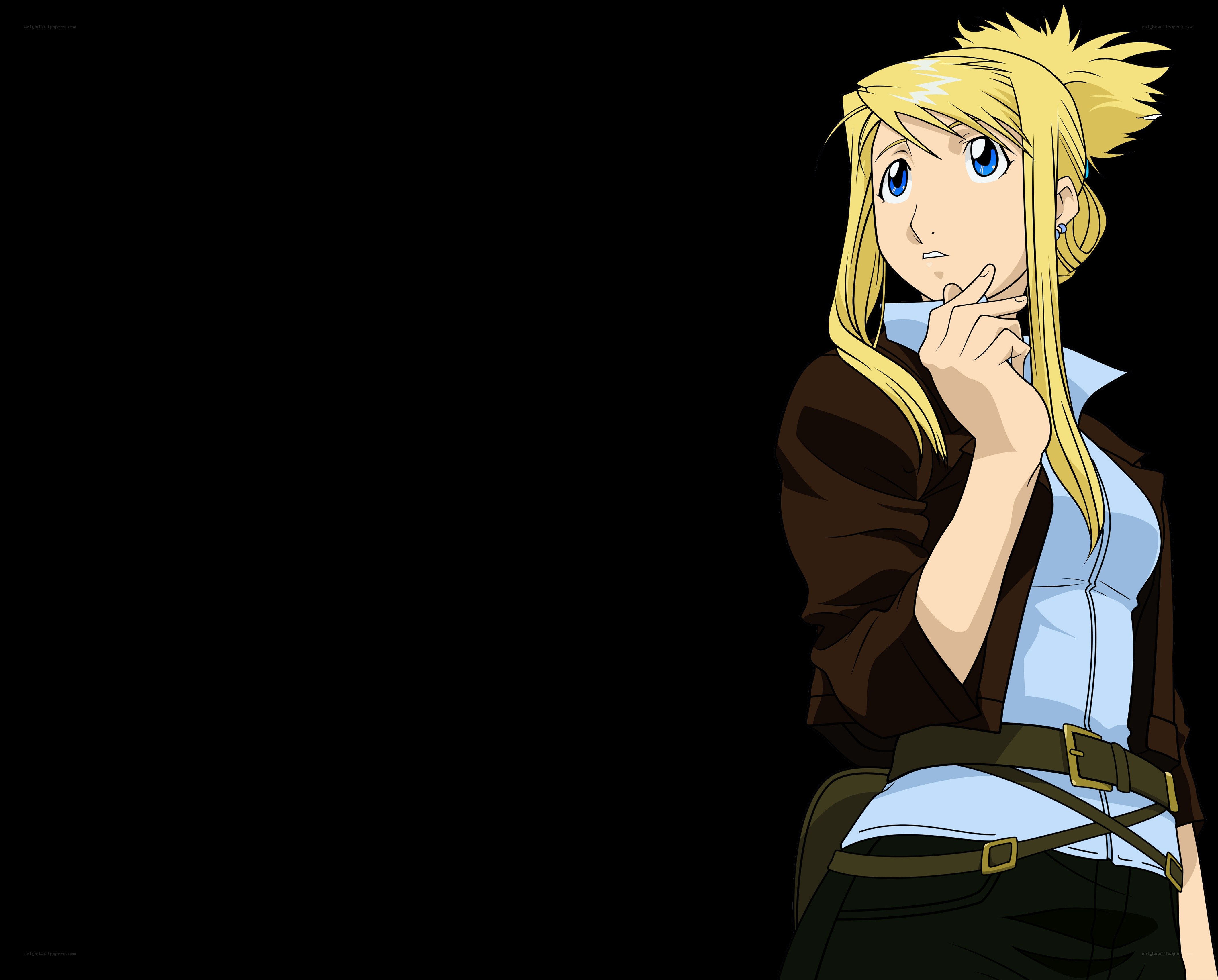 blonde anime character thinking