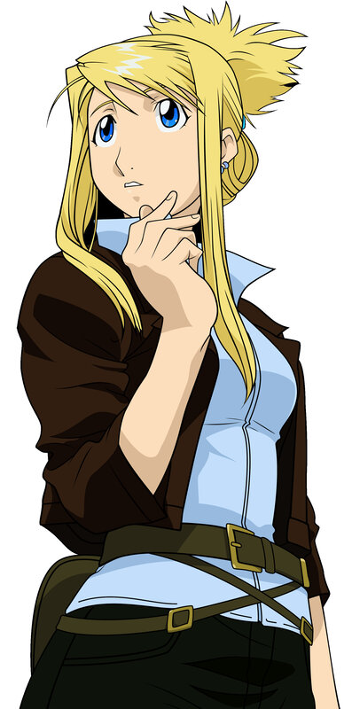 blonde anime character thinking