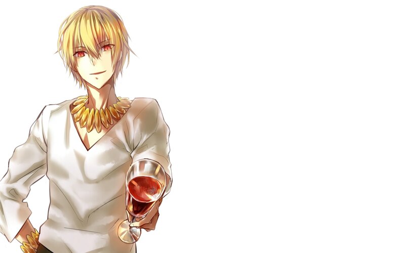 Blonde Anime Character — White, Calm, Wine Glass