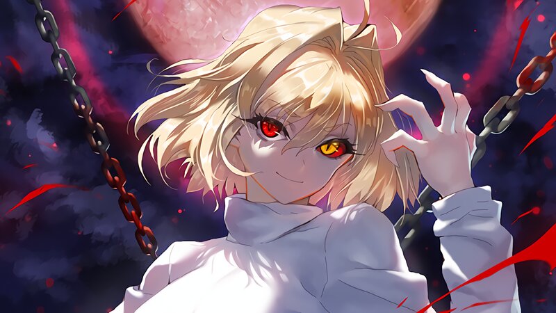 Blonde Anime Character — White, Dramatic, Night