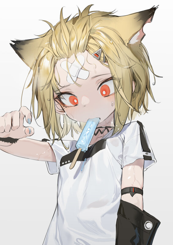 Blonde Anime Character — White, Playful