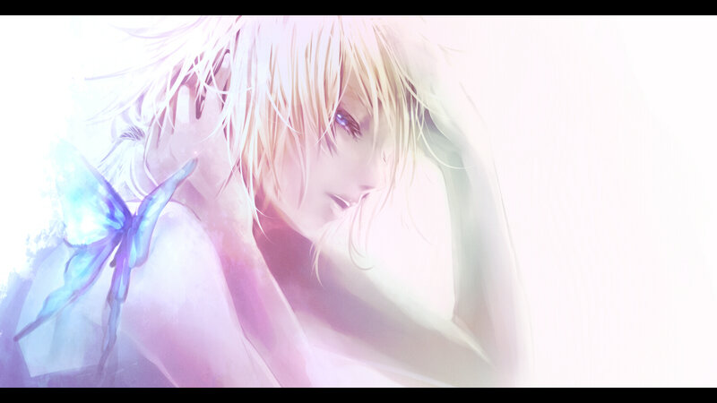 Blonde Anime Character — White, Serene, Digital Art
