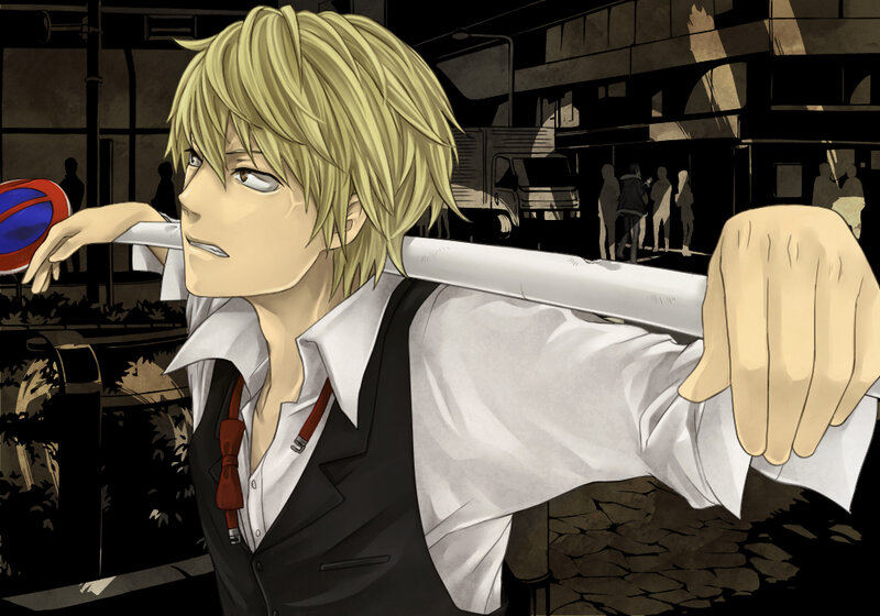 blonde anime character with bat