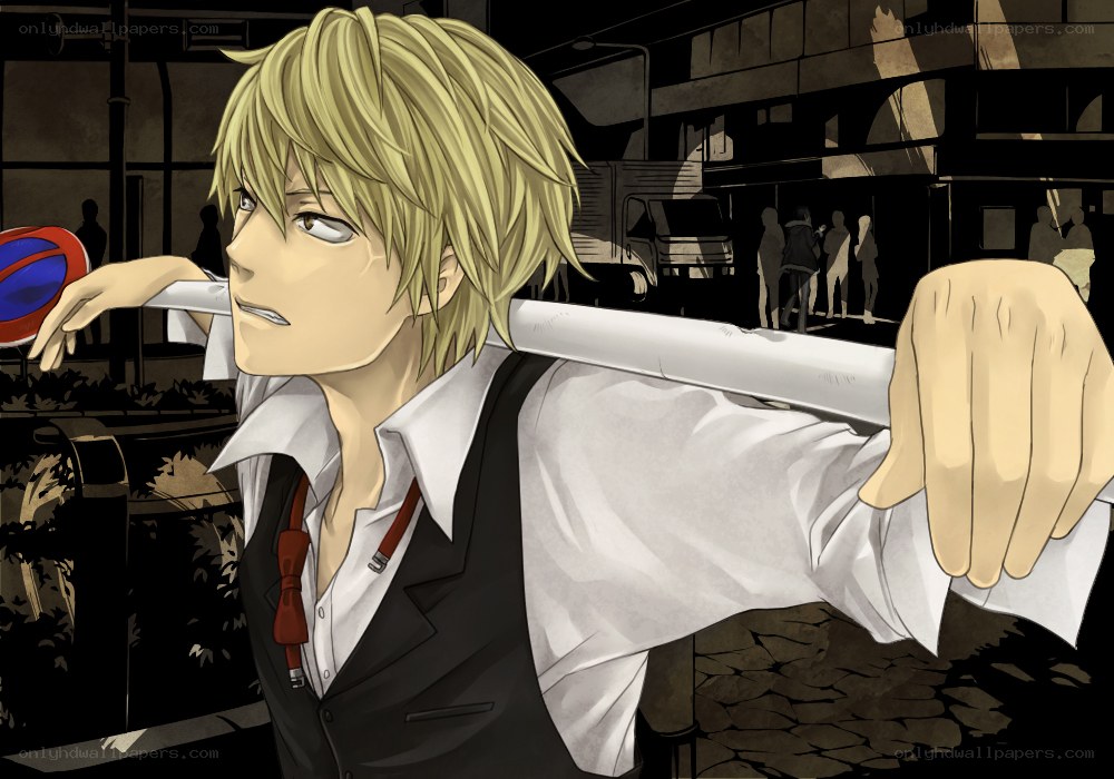 blonde anime character with bat