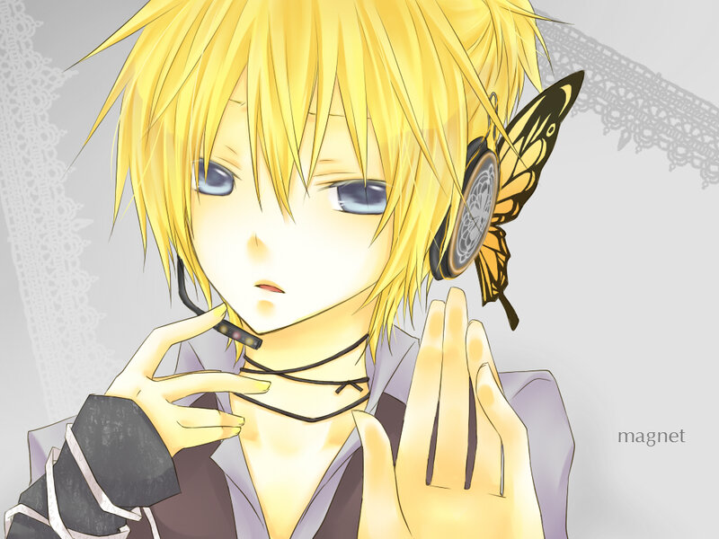 blonde anime character with butterfly