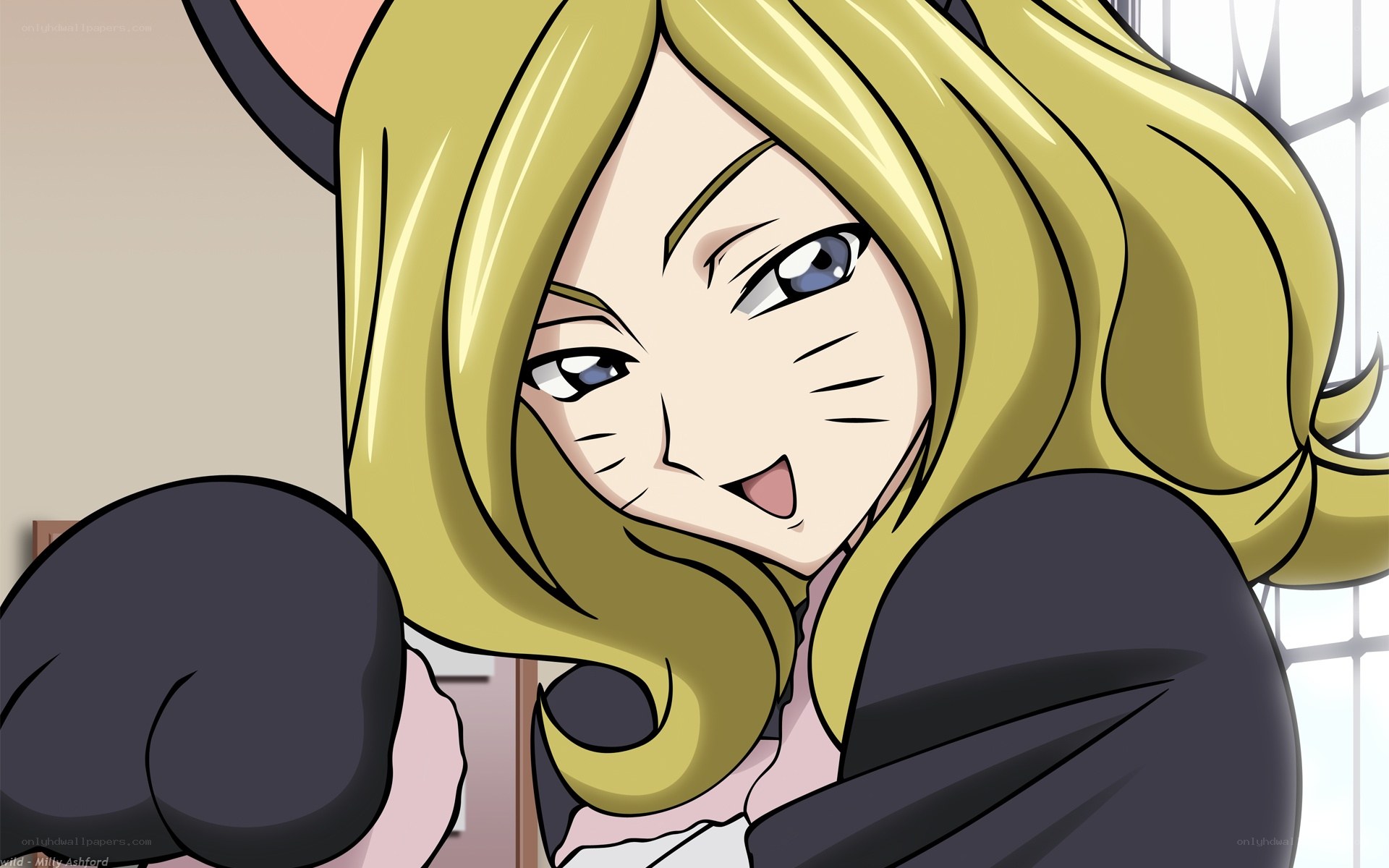 blonde anime character with cat ears