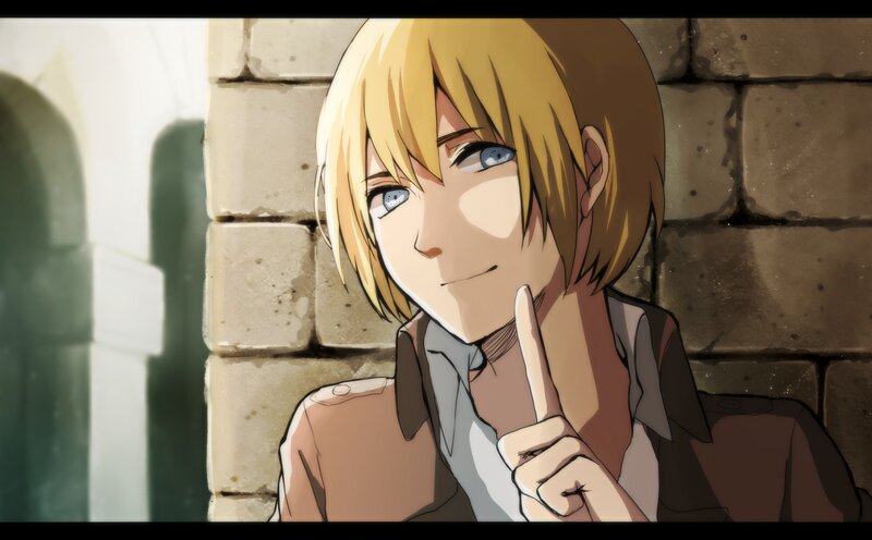 blonde anime character with finger to lips