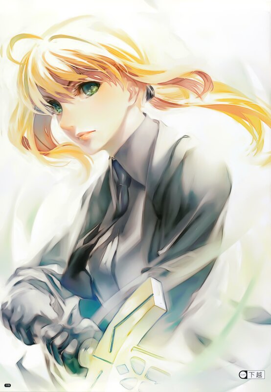 blonde anime character with green eyes