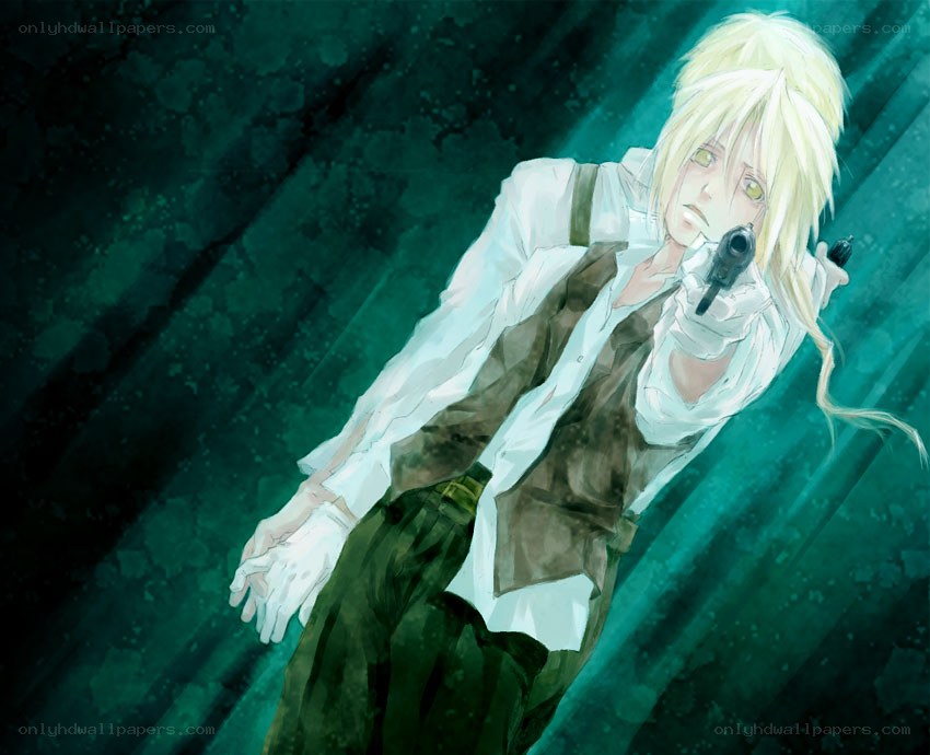 Blonde anime character with gun