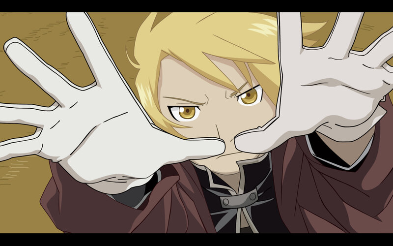 blonde anime character with hands up