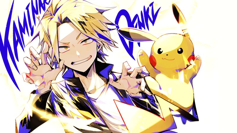 Blonde Anime Character with Pikachu