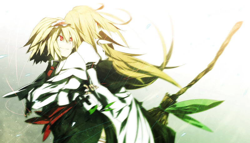 blonde anime character with red eyes