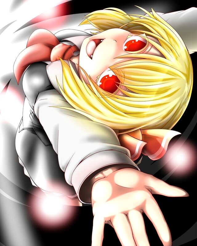 blonde anime character with red eyes