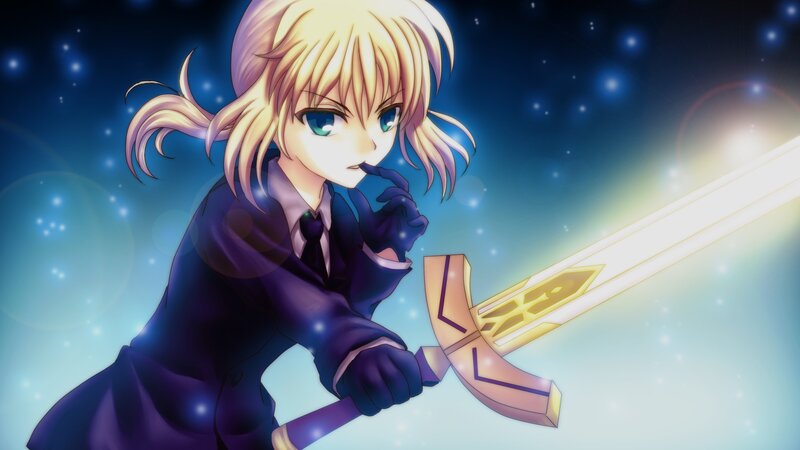blonde anime character with sword