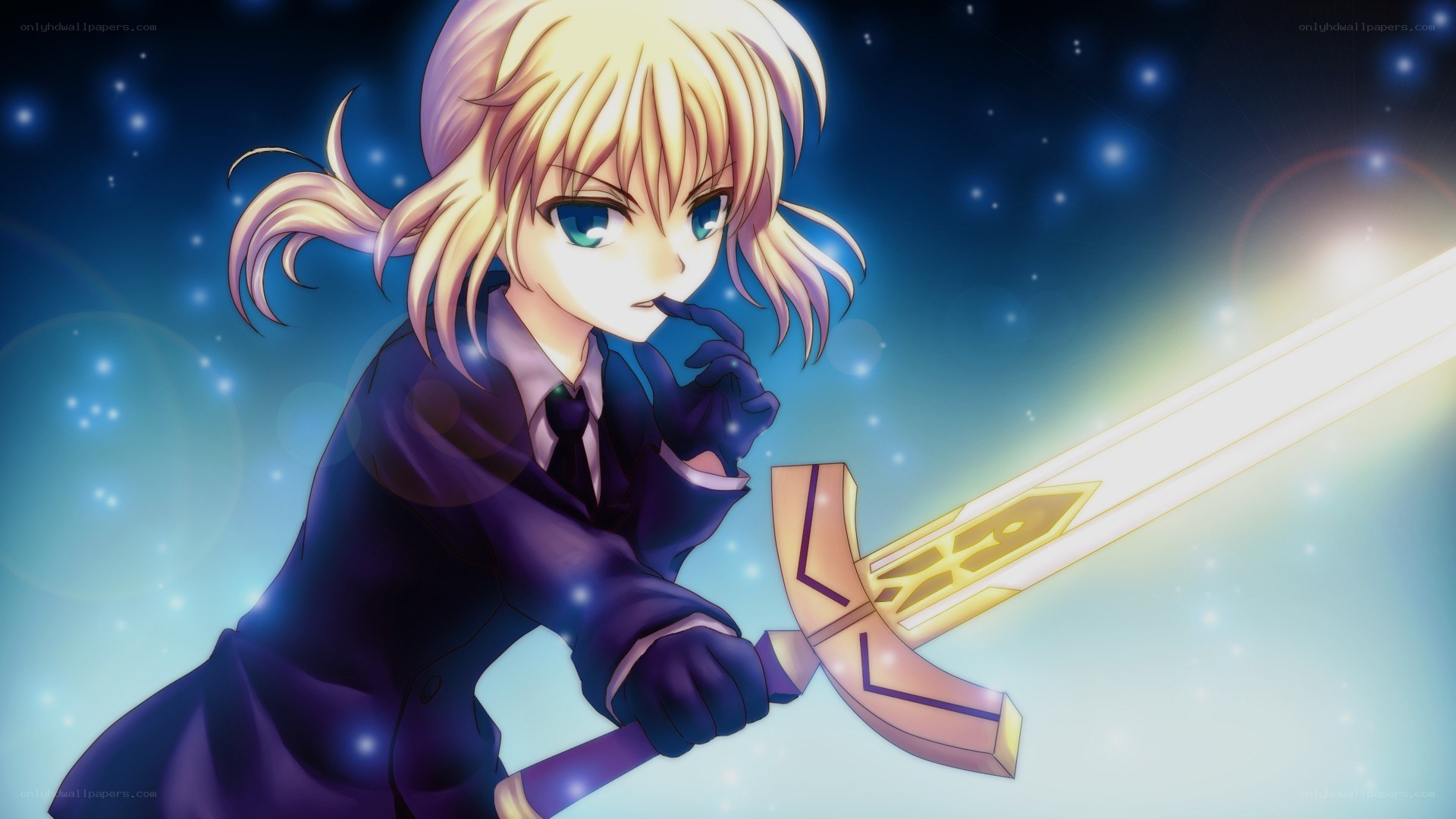 blonde anime character with sword