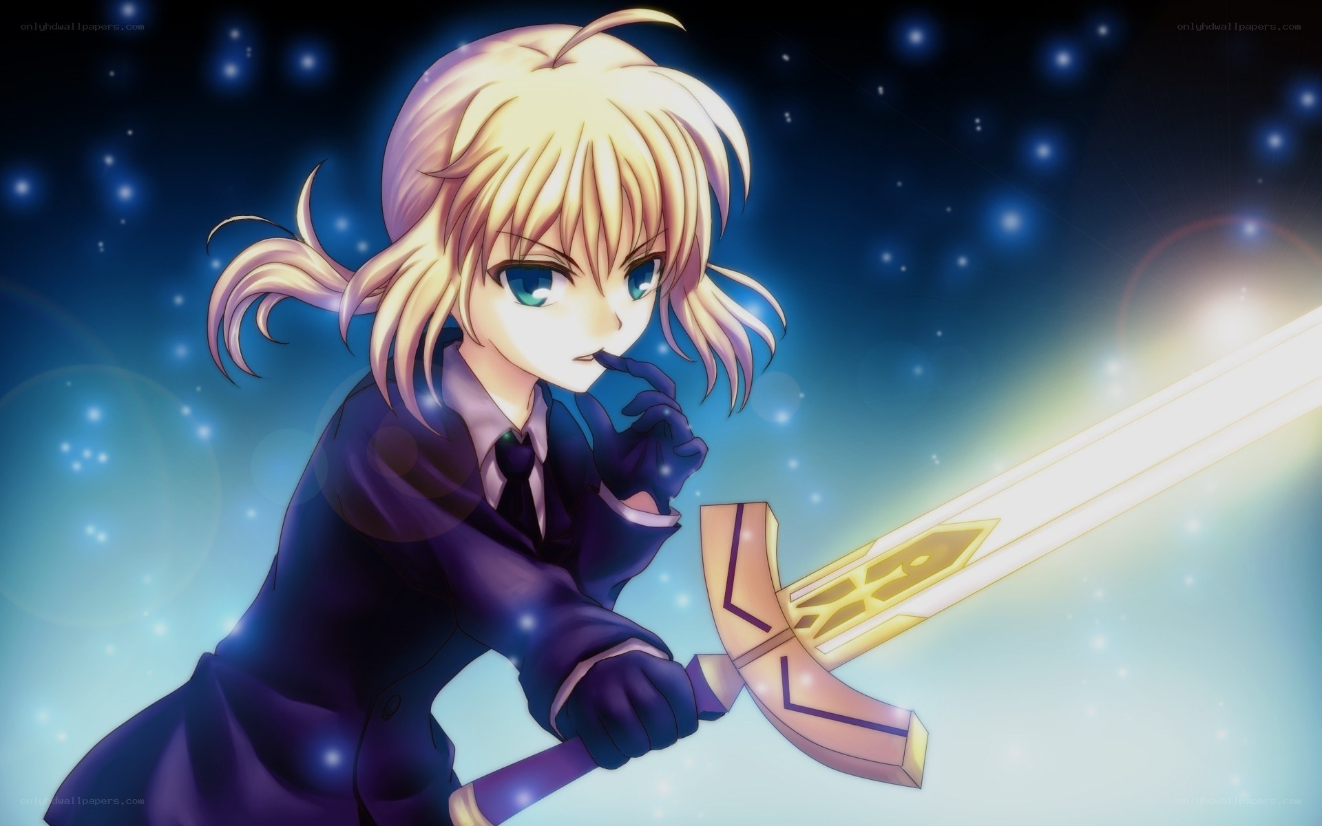 blonde anime character with sword