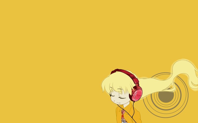Blonde Anime Character — Yellow, Calm, Headphones, Shirt