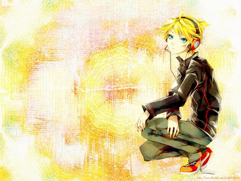 Blonde Anime Character — Yellow, Calm, Headphones