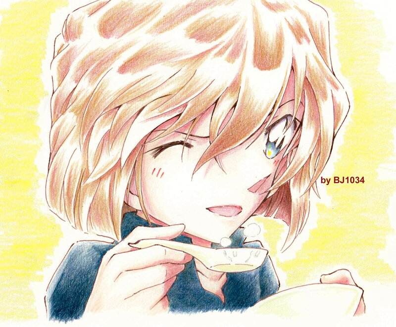 Blonde Anime Character — Yellow, Calm, Spoon