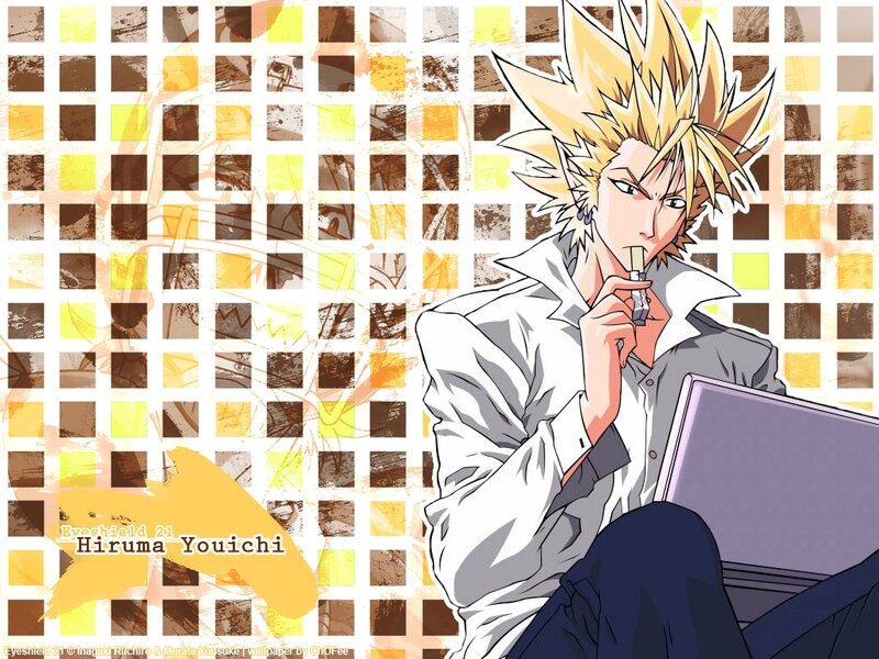 Blonde Anime Character — Yellow, Confident, Laptop