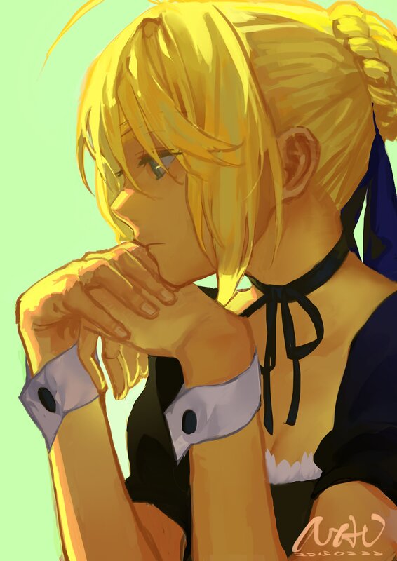 Blonde Anime Character — Yellow, Contemplative