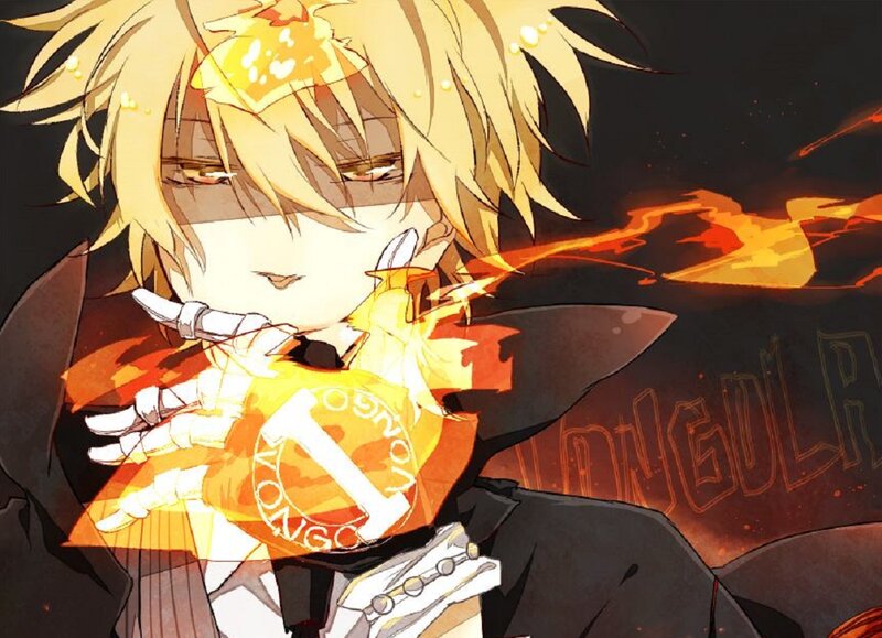 Blonde Anime Character — Yellow, Dramatic, Flames