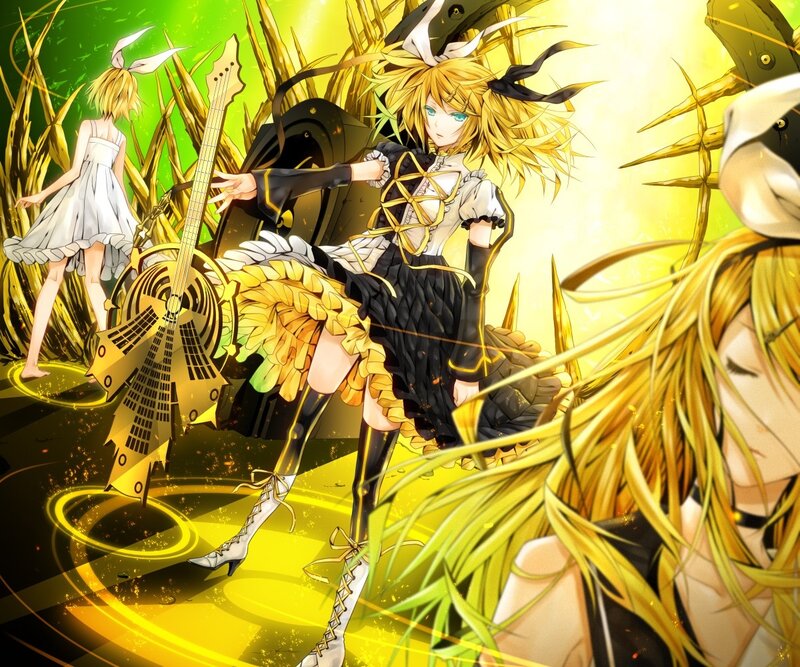 Blonde Anime Character — Yellow, Dramatic, Guitar