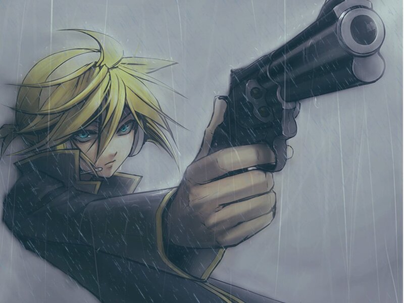 Blonde Anime Character — Yellow, Dramatic, Gun