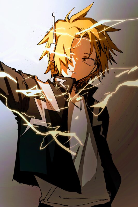 Blonde Anime Character — Yellow, Dramatic, Manga, Electricity