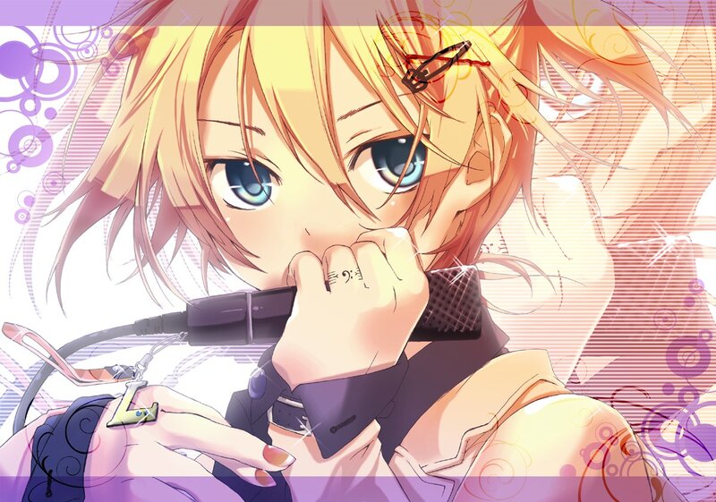 Blonde Anime Character — Yellow, Dramatic, Microphone, Hair Clip