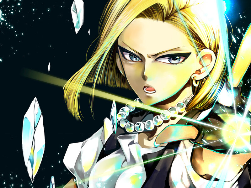 Blonde Anime Character — Yellow, Dramatic, Night, Crystals