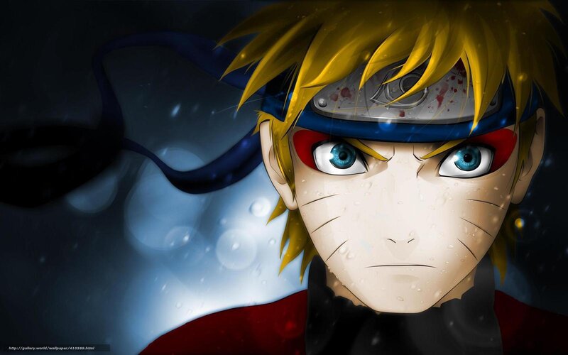Blonde Anime Character — Yellow, Dramatic, Night, Headband, Blue Eyes