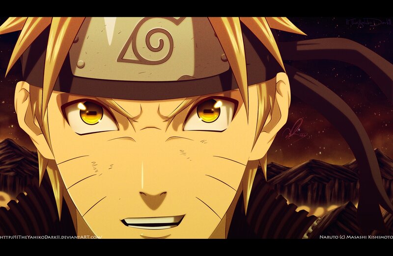 Blonde Anime Character — Yellow, Dramatic, Night, Headband, Eyes