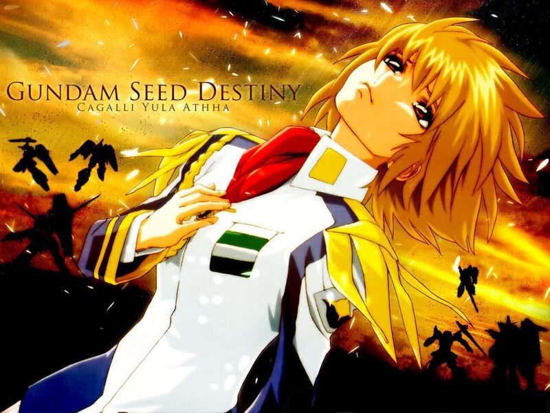 Blonde Anime Character — Yellow, Dramatic, Sunset, Mecha