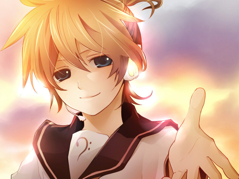Blonde Anime Character — Yellow, Dramatic, Sunset, Microphone
