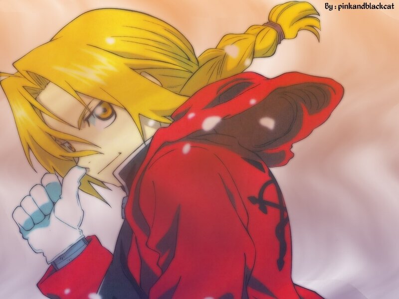 Blonde Anime Character — Yellow, Dramatic, Winter, Red Coat