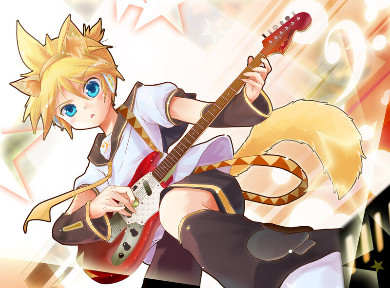 Blonde Anime Character — Yellow, Energetic, Guitar