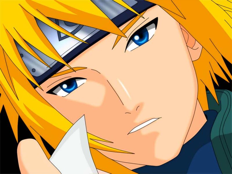 Blonde Anime Character — Yellow, Intense, Headband, Blue Eyes, Knife