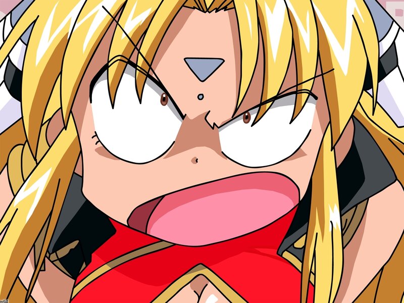 Blonde Anime Character — Yellow, Intense, Red Top