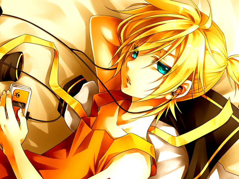 Blonde Anime Character — Yellow, Relaxed, Headphones