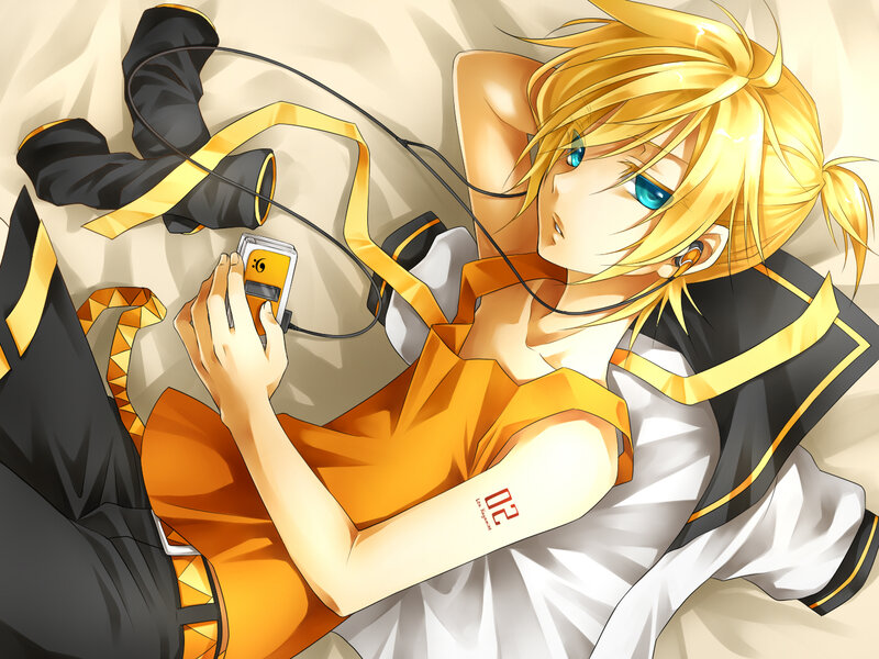 Blonde Anime Character — Yellow, Relaxed, Music Player